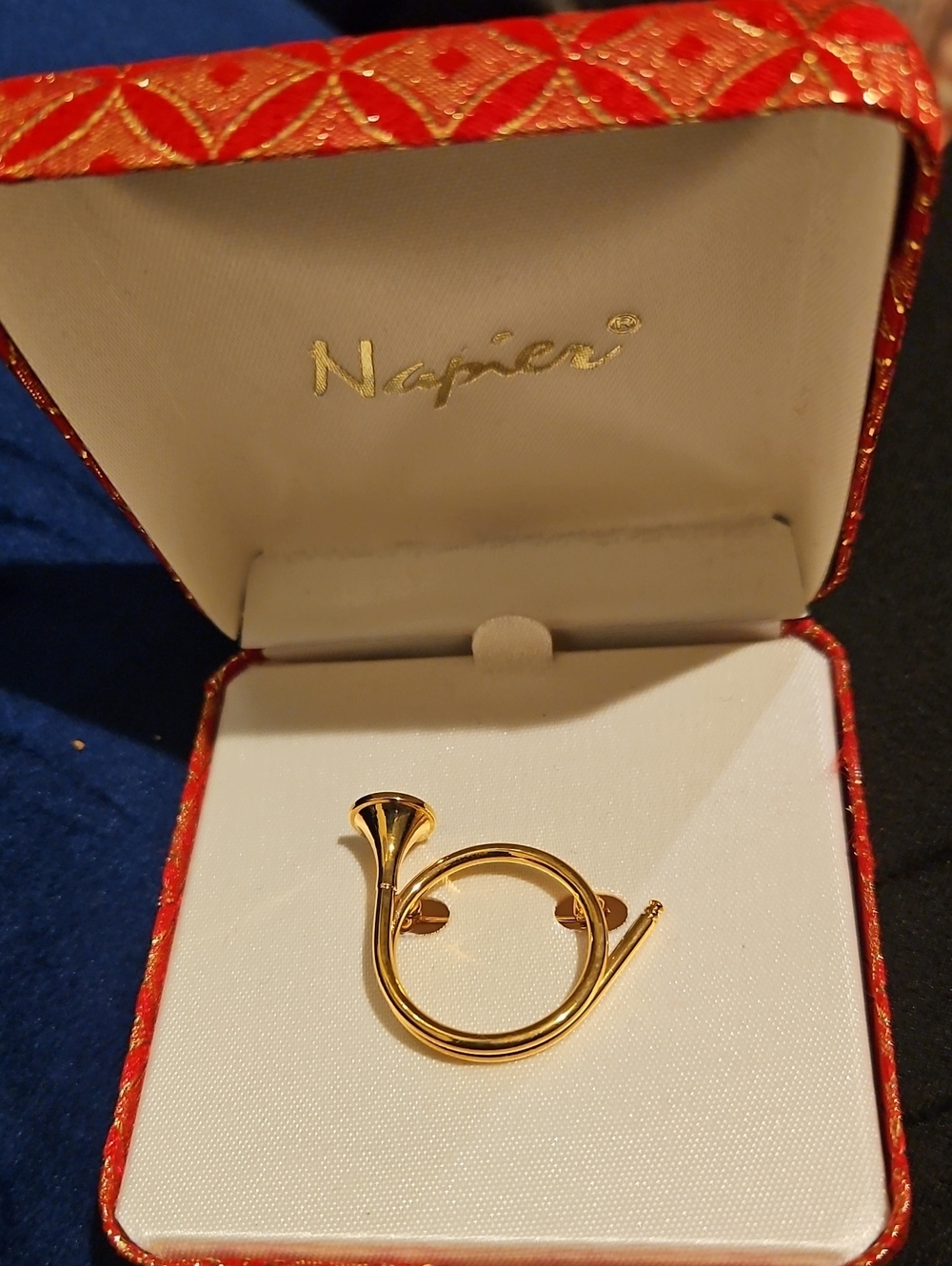 Napier Gold-tone French Horn Brooch Accent